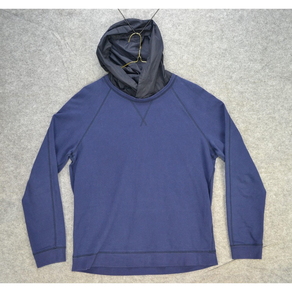Vince Hoodie Mens‎ Large Navy Blue Nylon Hood Raglan Pullover Sweatshirt Fleece